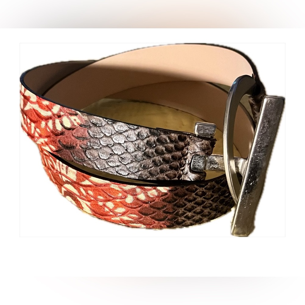 Garuglieri Earth Tones leather embossed snakeskin,Italian, silver tone buckle XL - Picture 9 of 9